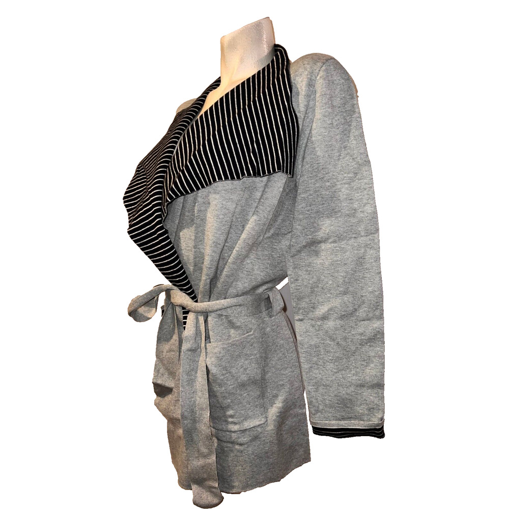 New Ann Taylor LOFT Jacket Size M Gray Cotton Blend Belted LS Blazer Cardigan - Picture 4 of 7